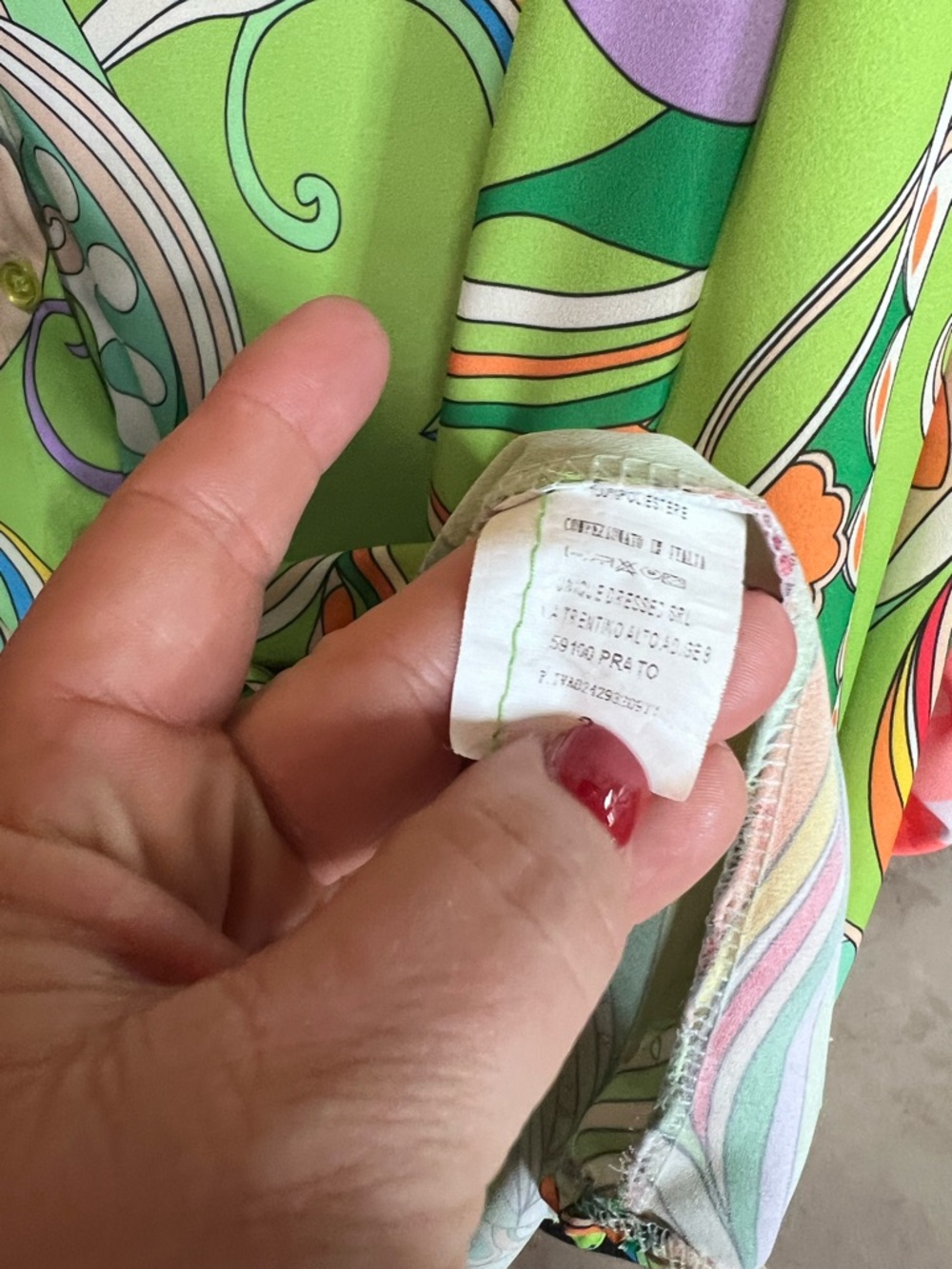 NEW COLLECTION Green Mod Print Button Print Blouse, L* - Picture 11 of 11